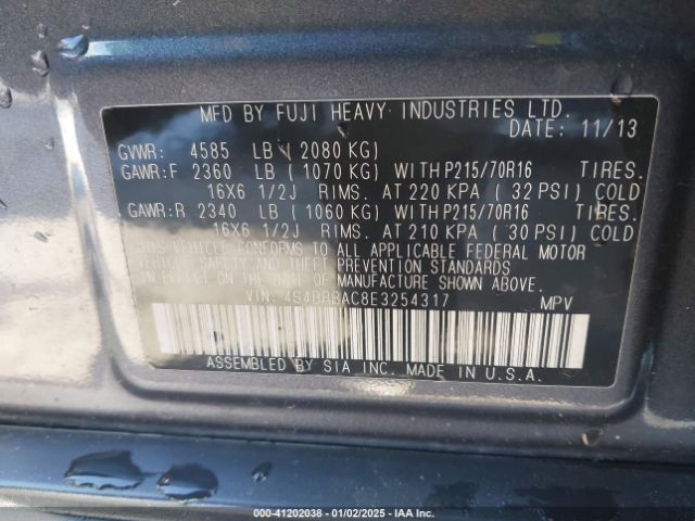 4S4BRBAC8E3254317 Subaru Outback 2.5i