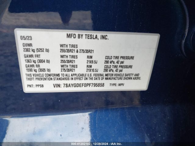 7SAYGDEF0PF795858 Tesla Model Y Performance Dual Motor All-wheel Drive