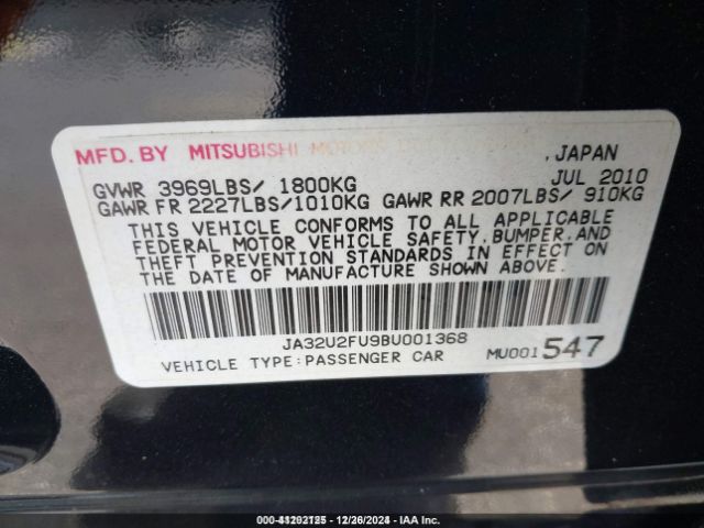 2011 MITSUBISHI LANCER JA32U2FU9BU001368 Photo 8