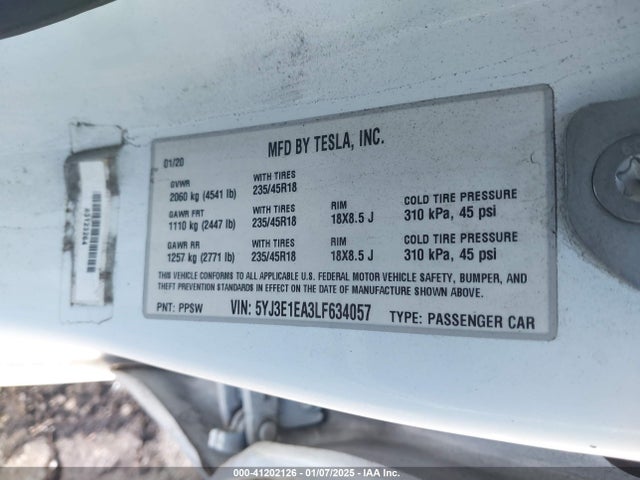 2020 TESLA MODEL 3 5YJ3E1EA3LF634057 Photo 8