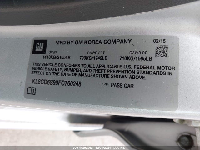 Chevrolet Spark 1lt Cvt 2015 KL8CD6S99FC760248 Image 9