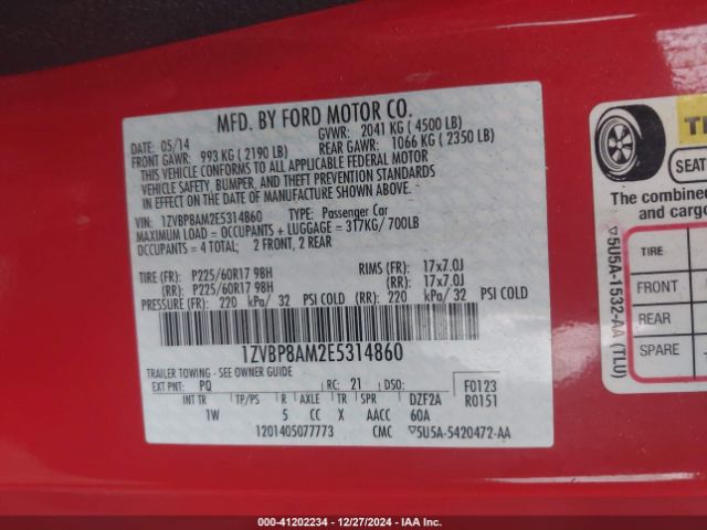 1ZVBP8AM2E5314860 Ford Mustang V6