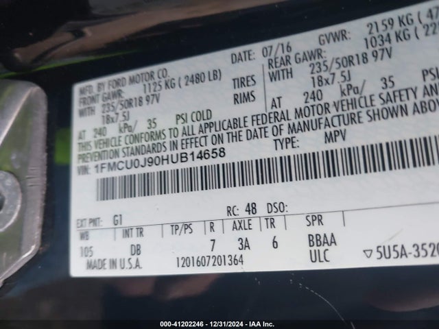 Ford Escape Titanium 2017 1FMCU0J90HUB14658 Image 9
