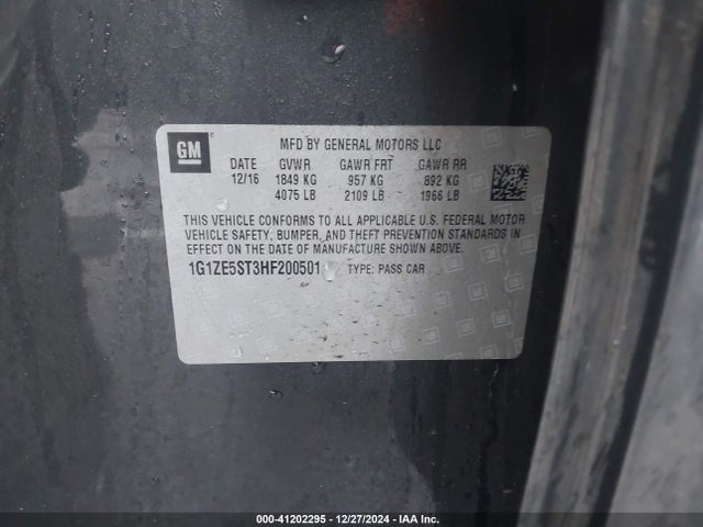 1G1ZE5ST3HF200501 Chevrolet lfv - di: direct injection, vvt: variable valve timing, gen 1
