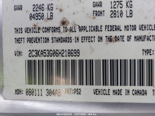 2006 CHRYSLER 300 2C3KA53G06H218699 Photo 8