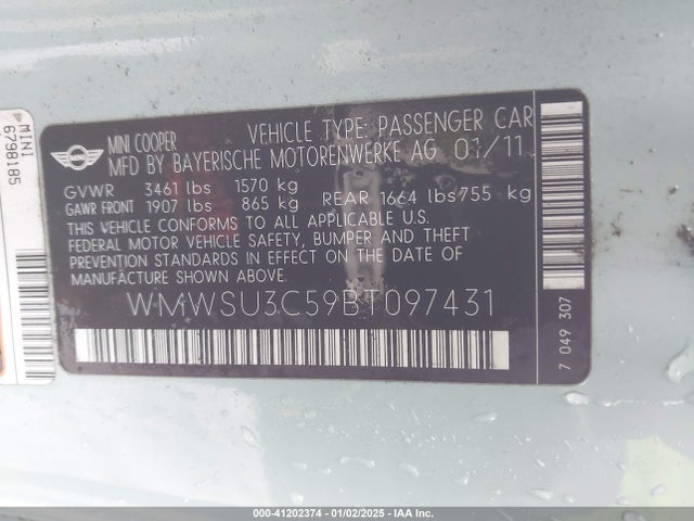 2011 MINI COOPER WMWSU3C59BT097431 Photo 8