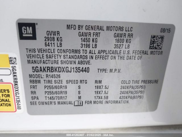 5GAKRBKDXGJ135440 Buick Enclave Leather
