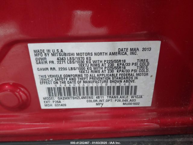 2013 MITSUBISHI OUTLANDER SPORT 4A4AR3AU1DE017548 Photo 8