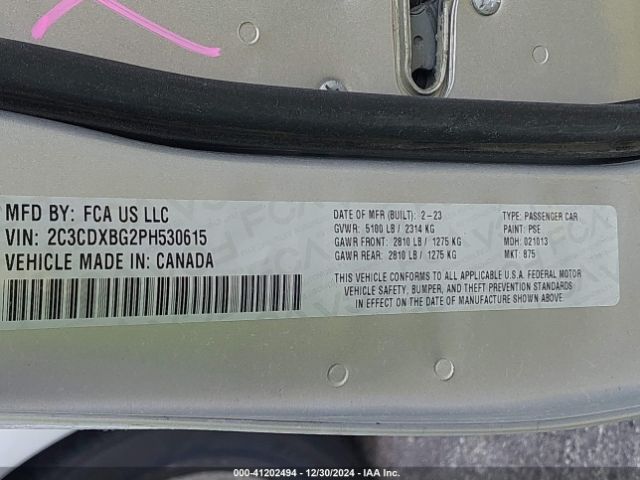 2C3CDXBG2PH530615 Dodge Charger Sxt