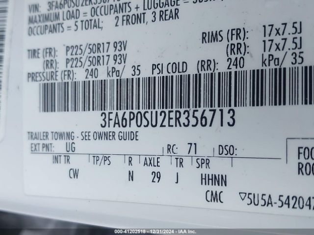 3FA6P0SU2ER356713 Ford Fusion Energi Titanium