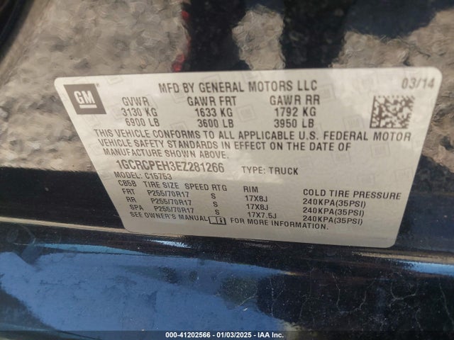 1GCRCPEH3EZ281266 Chevrolet Silverado 1500 Work Truck 2wt
