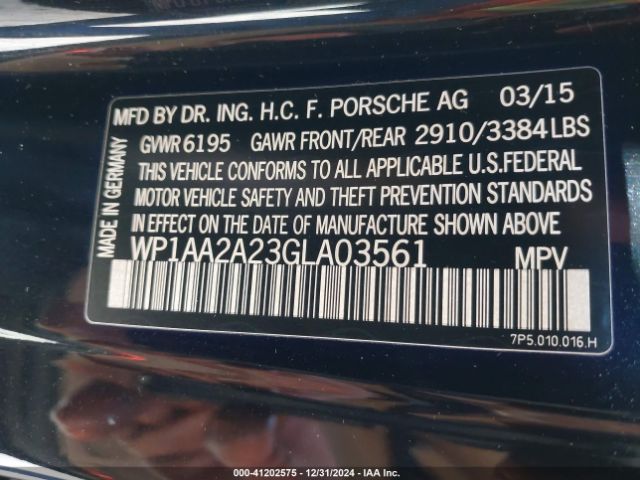 2016 PORSCHE CAYENNE WP1AA2A23GLA03561 Photo 8