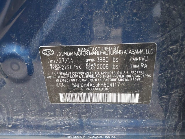 Hyundai ELANTRA SE 2015 5NPDH4AE5FH604117 Image 9