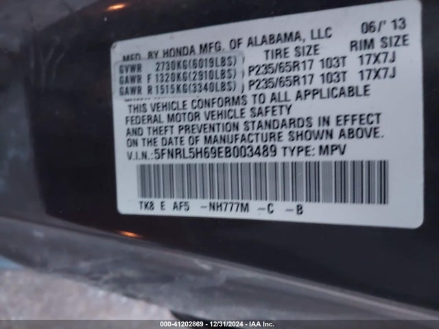 Honda Odyssey Ex-l 2014 5FNRL5H69EB003489 Image 9