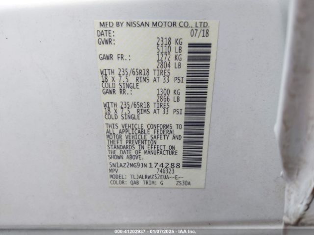 5N1AZ2MG9JN174288 Nissan MURANO SL