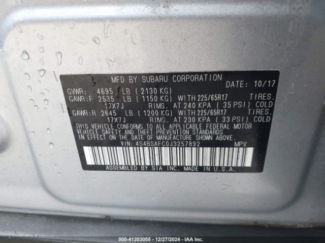 4S4BSAFC0J3257892 Subaru Outback 2.5i Premium