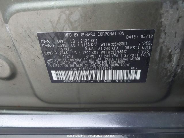 4S4BSAHC3J3368403 Subaru Outback 2.5i Premium