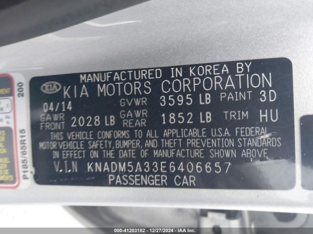 KNADM5A33E6406657 KIA RIO LX