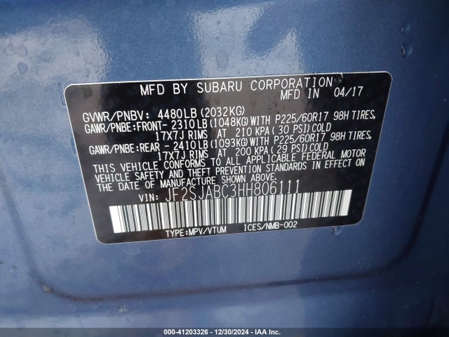 JF2SJABC3HH806111 Subaru Forester 2.5i