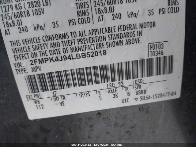 Ford EDGE SEL 2020 2FMPK4J94LBB52018 Image 9