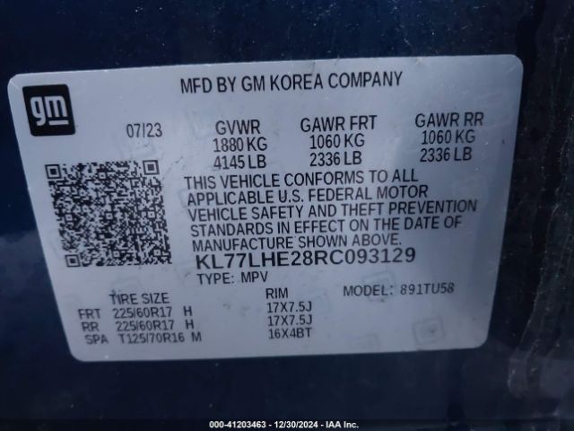 KL77LHE28RC093129 Chevrolet Trax Fwd Lt