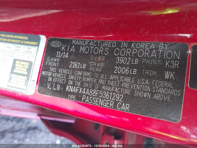 KIA FORTE EX 2015 KNAFX4A88F5361292 Image 9