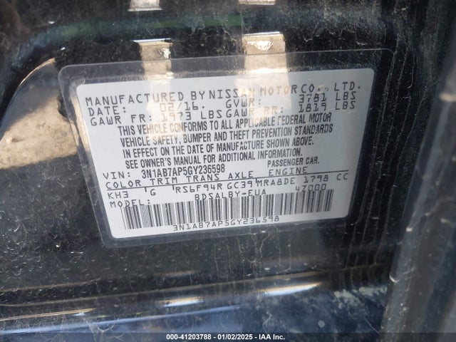 3N1AB7AP5GY236598 Nissan SENTRA S