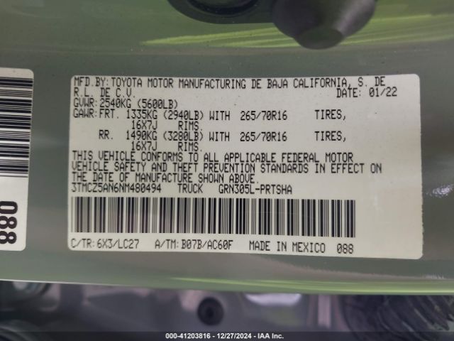 3TMCZ5AN6NM480494 Toyota Tacoma Trd Off Road