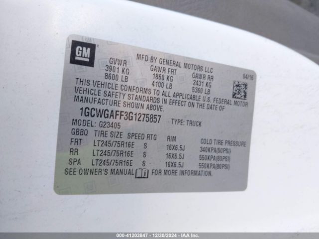 1GCWGAFF3G1275857 Chevrolet Express 2500 Work Van