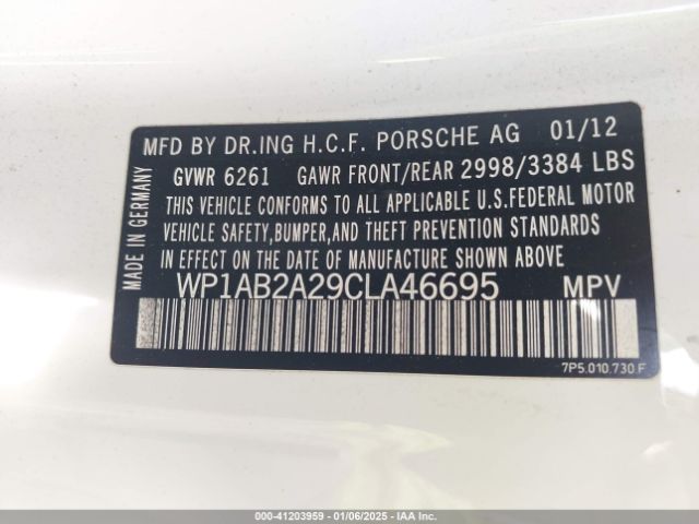2012 PORSCHE CAYENNE WP1AB2A29CLA46695 Photo 8