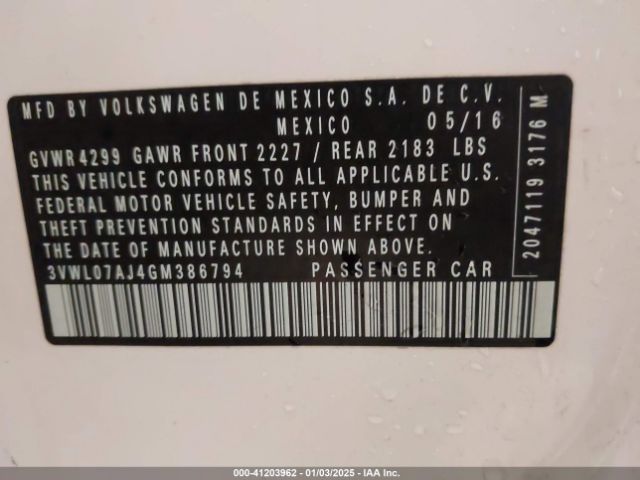 3VWL07AJ4GM386794 Volkswagen Jetta 1.8t Sel