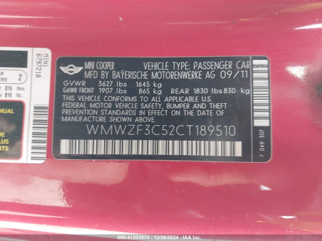 2012 MINI COOPER CLUBMAN WMWZF3C52CT189510 Photo 8