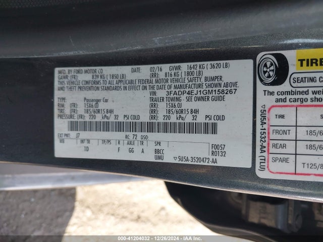 Ford FIESTA SE 2016 3FADP4EJ1GM158267 Image 9