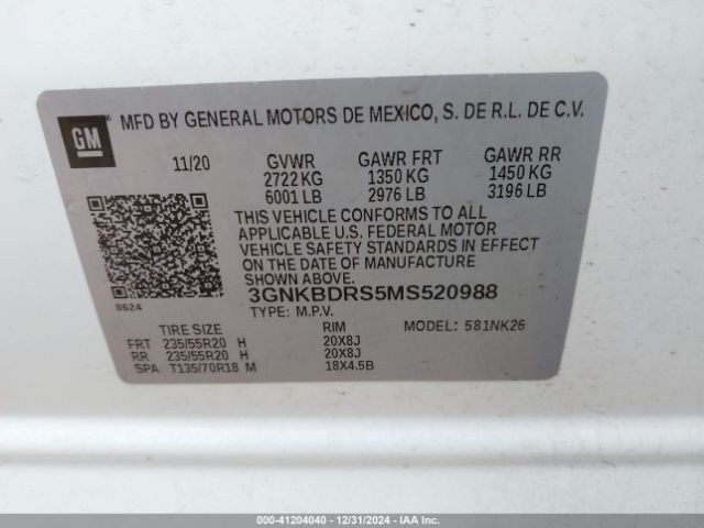 3GNKBDRS5MS520988 Chevrolet Blazer Fwd 3lt
