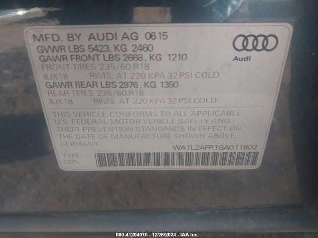 Audi Q5 2.0t Premium 2016 WA1L2AFP1GA011802 Image 9