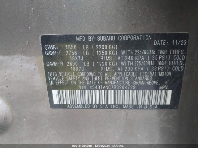 4S4BTANC7R3204729 Subaru Outback Limited