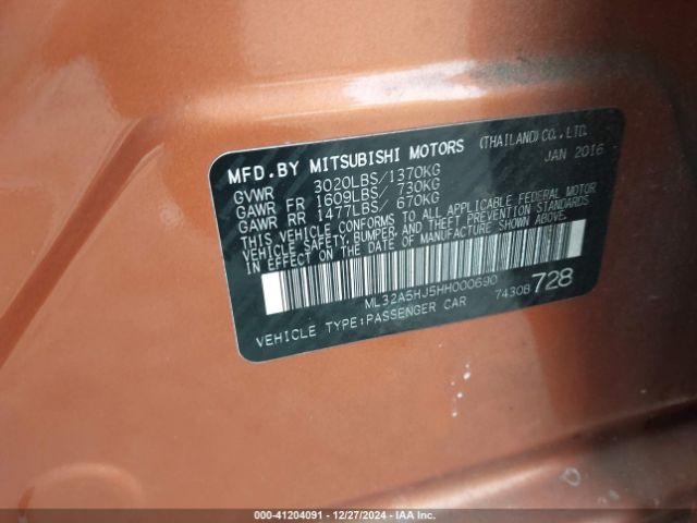 2017 MITSUBISHI MIRAGE ML32A5HJ5HH000690 Photo 8