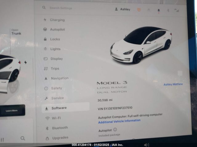 5YJ3E1EB1NF237510 Tesla Model 3 Long Range Dual Motor All-wheel Drive