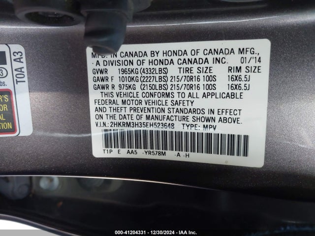 Honda CR-V LX 2014 2HKRM3H35EH523648 Image 9