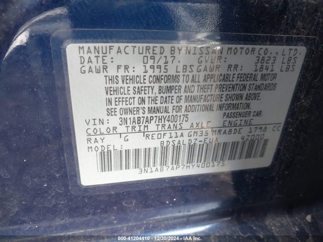 Nissan SENTRA SV 2017 3N1AB7AP7HY400175 Image 9