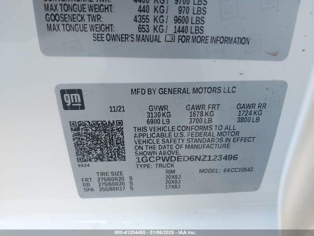 1GCPWDED6NZ123496 Chevrolet Silverado 1500 Ltd 2wd  Short Bed Rst
