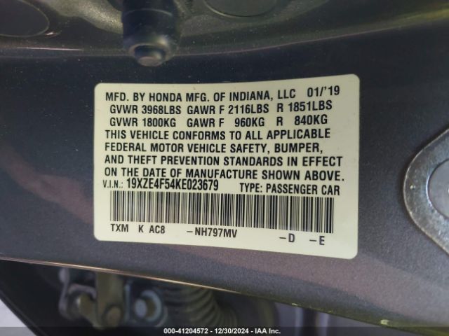 2019 HONDA INSIGHT 19XZE4F54KE023679 Photo 8