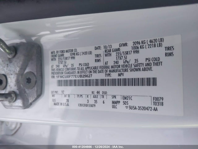Ford ESCAPE S 2014 1FMCU0F77EUB25627 Image 9