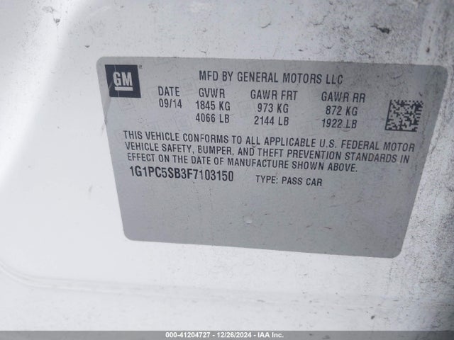 Chevrolet Cruze 1lt Auto 2015 1G1PC5SB3F7103150 Image 9