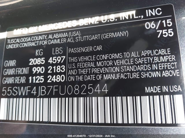 55SWF4JB7FU082544 Mercedes-Benz C 300 Luxury/sport