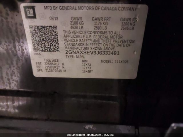 2GNAXSEV9J6333491 Chevrolet EQUINOX LT