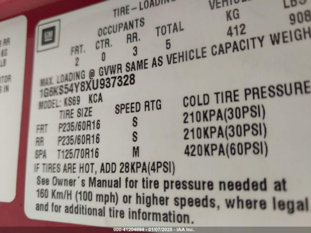 1999 CADILLAC SEVILLE 1G6KS54Y8XU937328 Photo 8