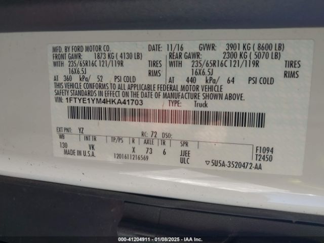 1FTYE1YM4HKA41703 Ford Transit-150