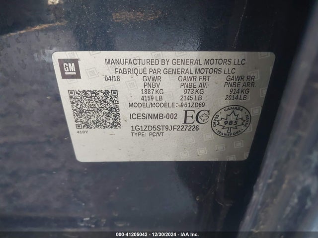 Chevrolet MALIBU LT 2018 1G1ZD5ST9JF227226 Image 9