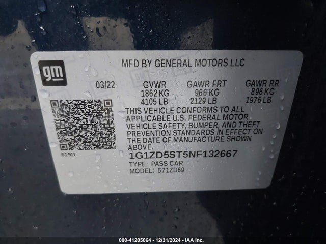 1G1ZD5ST5NF132667 Chevrolet Malibu Fwd Lt